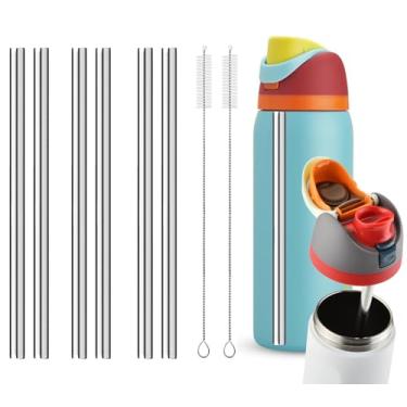 Imagem de Haundry Substituição de canudo de metal para garrafa de água Owala Acessórios de 680 g 947 ml, com 2 limpadores de palha, canudos reutilizáveis de aço inoxidável compatíveis com garrafa de água Owala