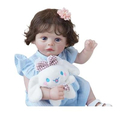 Imagem de Boneca Bebê Reborn Menina 48cm Realista Com Olhos Azuis Corpo de Silicone