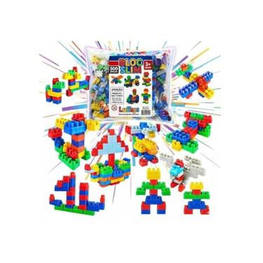 Imagem de BLOCOS DE MONTAR BLOCSLIM 500 PEÇAS BAG EDUCATIVO