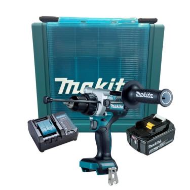 Imagem de Kit Parafusadeira De Impacto 1-2 Dhp486z  + 1 Bateria 18v 5ah + Carregador Dc18wc + Maleta Makita