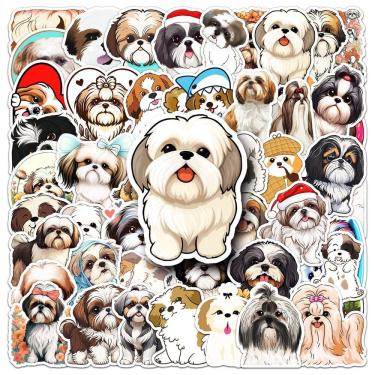 Imagem de Pacote de adesivos Shih Tzu Dog, 50 peças de vinil fofo para cachorros de desenho animado