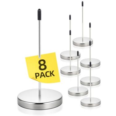 Imagem de Shelvestar 8 porta-recibos de mesa – ponta de bilhete de garfo de notas, eixo de cheque de restaurante, suporte de memorando, prata