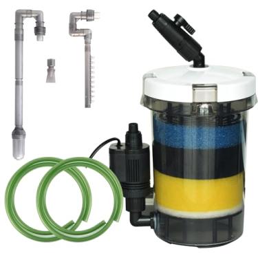 Imagem de MUZIBAMA Filtro de recipiente de 105 GPH, filtro externo de aquário ultra-silencioso, máquina de limpeza de circulação de água com bomba de água, filtragem de 4 camadas para tanques de peixes e
