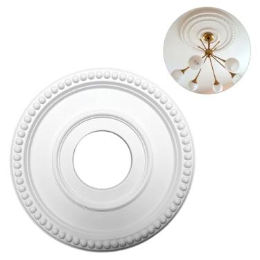 Imagem de Wswqop Medalhão de teto decorativo em PU, robusto e com estilo vintage, ideal para luminárias e lustres em restaurantes, residências, hotéis salas de estar.