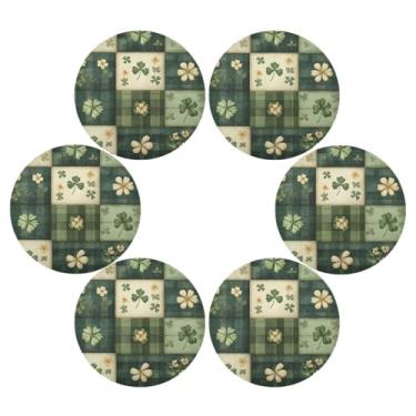 Imagem de ATTX Jogo americano xadrez verde de São Patrício para mesa de jantar, jogo americano de decoração do dia de São Patrício, tapetes para mesa de cozinha para 6#492