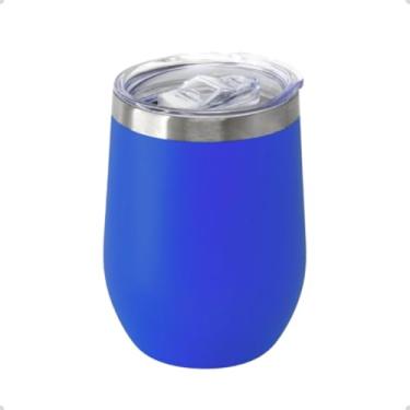 Imagem de Copo Cuia Térmico 350ml Inox com Tampa Redondo Parede Dupla Ideal para Café Cerveja Chá(Azul)