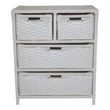 Imagem de Gaveteiro Tipo Cômoda Grande 4 Gavetas – Organizador para Quarto Casal ou Solteiro em Fibra Sintética(Branco)