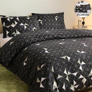 Imagem de XLCZMYL Conjunto de capa de edredom estampado de poliéster escovado vibrante com fronhas - Conforto, fácil de cuidar, ajuste, casal casal queen king, 01,140 x 200 cm (55 x 79 pol.)