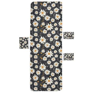 Imagem de STAYTOP Linda capa de toalha de cadeira de sala de estar margaridas, capa macia para espreguiçadeira, capas de cadeira de praia com bolsos para jardim, pátio, pátio, banhos de sol, gramado, 216 x 76