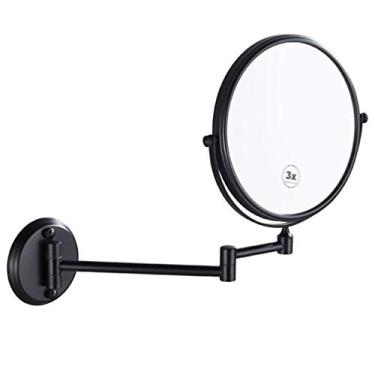 Imagem de Espelho de maquilhagem, espelho de beleza de ampliação 3X, espelho de cosméticos de parede de dois lados, espelho de banheiro extensível giratório de 360°, espelho preto