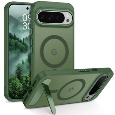 Imagem de GUAGUA Capa para Google Pixel 10 Pro XL com suporte, capas magnéticas com suporte invisível dobrável translúcido fosco traseiro fino à prova de choque capa protetora para celular para Pixel 10 Pro XL