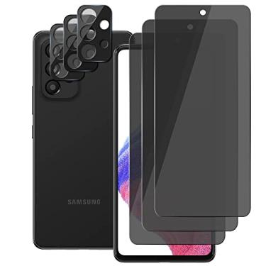 Imagem de UZWZW (impressão digital não funciona) (3+3) para Samsung Galaxy A53 5G (pacote com 3) protetor de tela de privacidade de vidro temperado privado anti-espião com protetor de lente de câmera