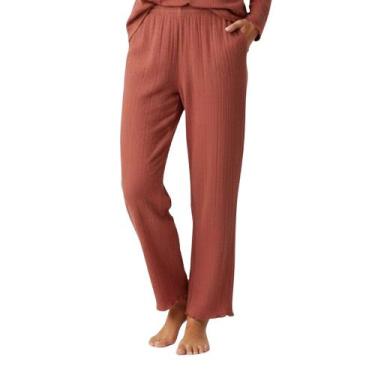 Imagem de Calça Reta Pijama Feminina Canelada Malwee 1000126867, Rosa medio, GG