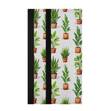 Imagem de Burbuja Conjunto de 2 capas de maçanetas de porta de geladeira de plantas em vaso, laváveis, forno, micro-ondas, antiderrapante, 35,5 x 14 cm