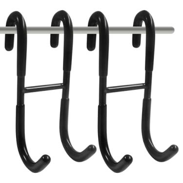 Imagem de Zorfeter Pacote com 2 ganchos de porta de chuveiro, ganchos de porta de vidro sem perfuração, ganchos de toalha resistentes, ganchos de rodo pretos para banheiro/vidro sem moldura (preto)