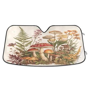 Imagem de Burbuja Para-brisa de carro retrô planta botânica, protetor solar dobrável, bloqueio de raios UV e calor solar, mantém o veículo fresco, ajuste universal para a maioria dos carros, 134,5 x 59,7 cm