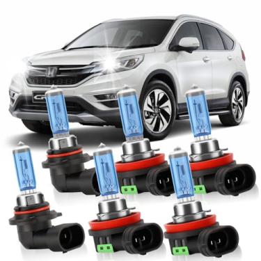 Imagem de Lâmpadas de farol de halogênio adequadas para Toyota Highlander 2014-2019,9005 Farol alto H11 farol baixo H11 faróis de neblina, 100W iluminação de cabeça 300% brilho 6000K, pacote com 6 (apto para