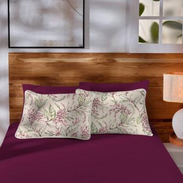Imagem de Jogo De Cama Malha Casal Estampado Vivaldi 100% Algodão 03 Peças Marselha Vinho