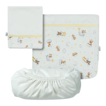 Imagem de Jogo Lençol Berço Americano 3Pçs Noite Estrelada Amarelo-Hug