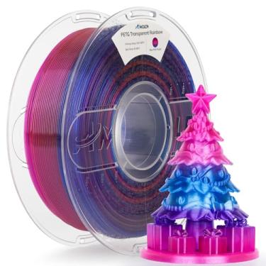Imagem de AMOLEN Filamento de impressora 3D, filamento PETG 1,75 mm PETG multicolorido arco-íris - azul rosa roxo
