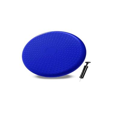 Imagem de Disco de Equilíbrio Inflável, PVC, 33x8cm, com Bomba Manual, Capacidade 150kg, para Yoga e Pilates, Azul e Vermelho