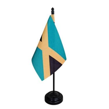 Imagem de Bandeira de Mesa da Jamaica, Decorativa, 26cm Altura Total, 18x11cm Tecido, Oxford Face Única, Base Plástica, para Escritório, Eventos, Cerimônias