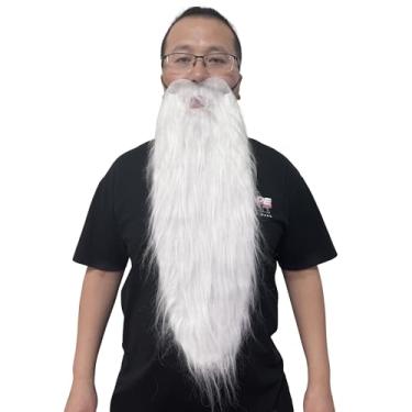 Imagem de GNCoards Fake Beard Costume, Long Costume Beard and Mustache Christmas Halloween Cosplay Wizard Beard Costume for Adults Men Women (White1)