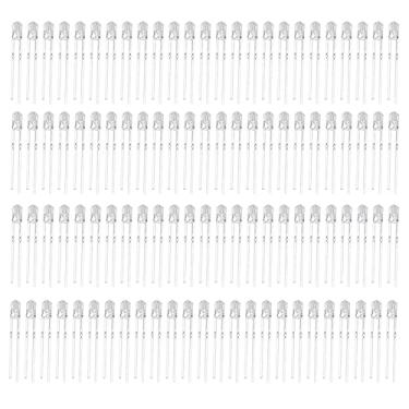 Imagem de Kit de diodo emissor de luz de diodo LED 100 unidades 3mm 8 cores Lâmpada luminosa de alto brilho Componentes eletrônicos para projetos DIY Placas de circuito Exibições de (cabelo branco amarelo)