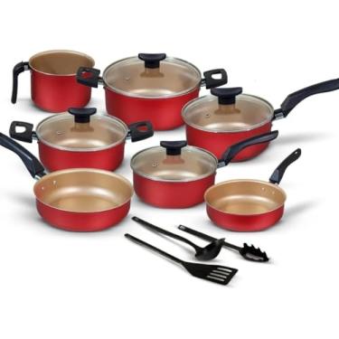 Imagem de Conjunto de panelas antiaderentes de 10 peças (vermelho)