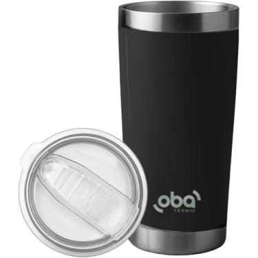 Imagem de Copo Térmico com Tampa Deslizante e Parede Dupla com Abridor Bebidas Frias e Quentes 591ml, Diversas Cores (Preto)