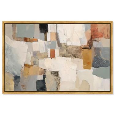 Imagem de Color Field Intersect III Impressão em tela Boho Wall Decor por Art Remedy, moldura dourada, 38 x 25 cm