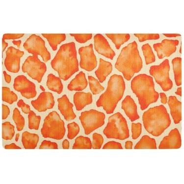 Imagem de TSENQUE Tapetes de porta africanos de pele de girafa laranja personalizados tapetes bonitos para porta da frente tapetes de porta externa para entrada externa tapete de porta frontal 81,3 cm x 50,8 cm