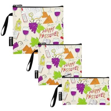 Imagem de TSENQUE Sacolas de lanche reutilizáveis de vinho de uva roxa e bolsa de sanduíche com zíper bolsa de almoço de segurança alimentar lavável para estudantes (pacote com 3: P/M/G)