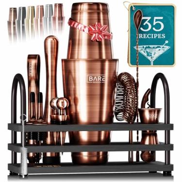 Imagem de BARE BARREL® Mixology Bartender Kit de bar | Conjunto de coqueteleira de 14 peças | Ferramentas de mistura de martini barware para bar em casa | 35 cartões de receita | Conjunto de presente