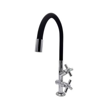 Imagem de Torneira Pia Cozinha Tanque Mesa Bancada Duas Saídas Mangueira Flexíve