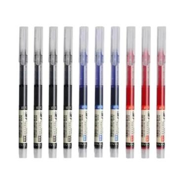 Imagem de Canetas Gel Tipo Agulha Pretas, Azuis E Vermelhas 10PCS Material De Pa