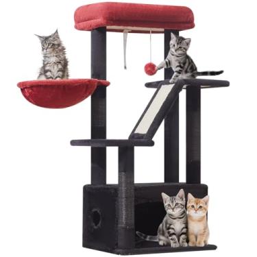 Imagem de Taoqimiao Árvore gótica para gatos, torre para gatos de 97 cm para gatos internos, adequada para gatinhos com condomínio luxuoso para gatos com cestas ajustáveis e poleiro luxuoso MS029SBR preto e