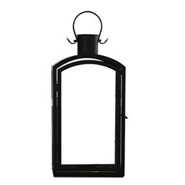 Imagem de Suporte de castiçal decorativo decoração de arco de casamento jardim ornamento de estilo europeu suporte de vela vela de ferro lanterna de vento guia ao ar livre (cor: preto tamanho: 18 x 28 x 58 cm)