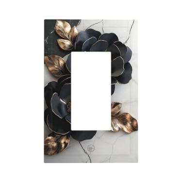 Imagem de Capas decorativas para interruptores de luz rosa preta 1 Gang Rocker Outlet placa decorativa para interruptores de luz GFCI para decoração de casa