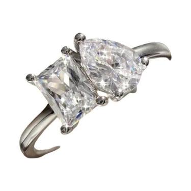 Imagem de Anel De Noivado E Casamento Em Prata Esterlina 925 Com Zircônia Em For