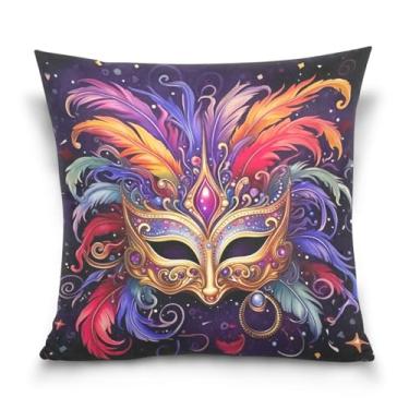 Imagem de Blueangle Capas de almofada de máscara de carnaval - 50 x 50 cm, decoração de férias de fazenda para sofá de casa (524)