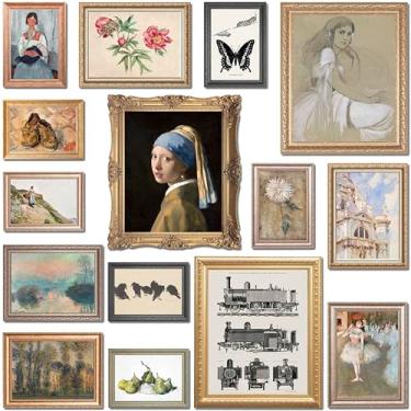 Imagem de LANCHI95 15 peças de decoração de arte de parede vintage – Impressões de arte eclética, impressões clássicas de galeria de pinturas europeias, pôsteres estéticos para quarto, sala de estar, escritório