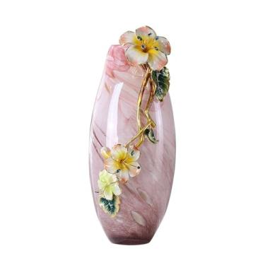 Imagem de Vasos de vidro esmaltado simples ornamentos criativos entrada sala de estar arranjo de flores vaso de mesa (B)