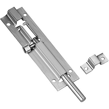 Imagem de Corrente de segurança para porta, trava de porta, pacote com 4 parafusos deslizantes, trava de barril para baús, armários, janelas, cercas, acabamento escovado, fechadura deslizante de 1,5 cm