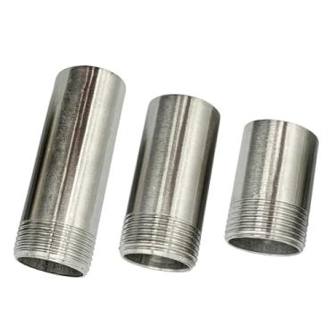 Imagem de 1 peça 1/10.2 cm- 5.1 cm comprimento de rosca macho 100mm-200mm 304 conector de acoplamento de bocal de solda de aço inoxidável para água óleo ar (100 mm, DN8)