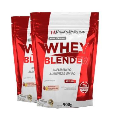 Imagem de 2X Whey Blender Concentrado Morango Com Banana 900G Hf - Hf Suplemento