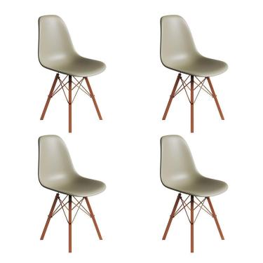 Imagem de Conjunto 4 Cadeiras Eames Estilo Moderno Em Ferro Cobre Com Assento Fendi