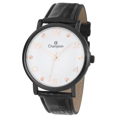 Imagem de Relógio Champion Feminino Preto Couro Cn24253m