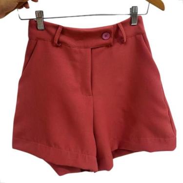 Imagem de Short tecido em alfaiataria com Bolso Zíper e Botão Lunii Cor:GoiabaTa