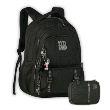 Imagem de Kit Mochila Rebecca Bonbon Costas Meninas E Estojo Box Teen, Preto